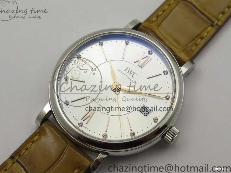 MIROTIME 0515 Durable Portofino 37mm SS V7F 1:1 Best Edition White Dial on Light Brown Leather Strap A 7092